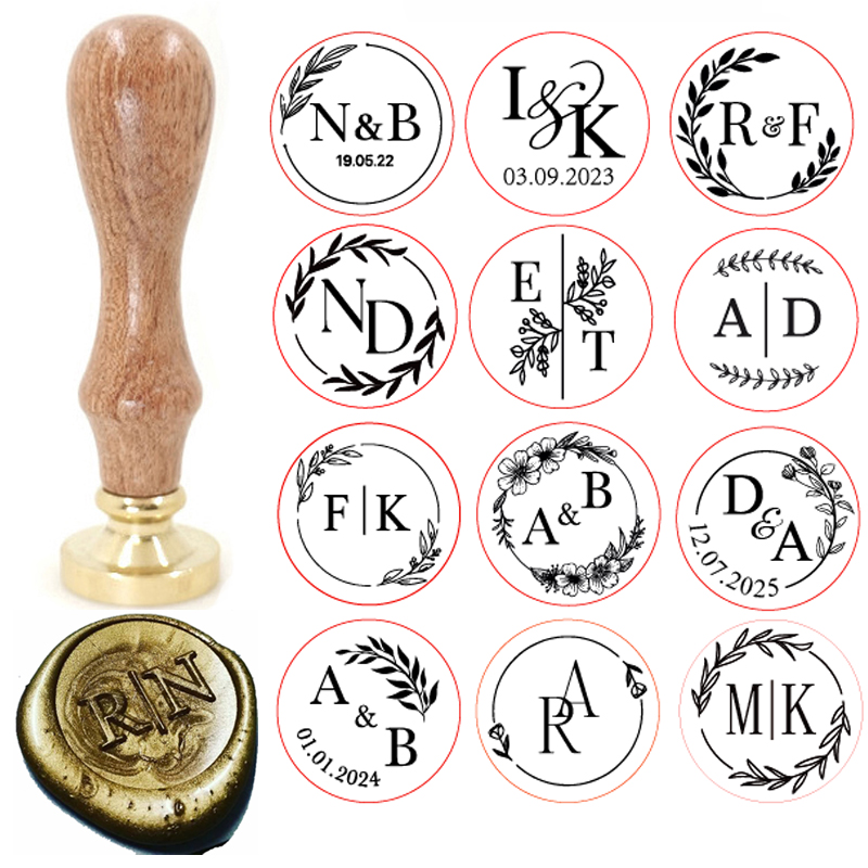 Wax Seal Stamp Set - Vật Trang Trí Vòng Hoa Tên